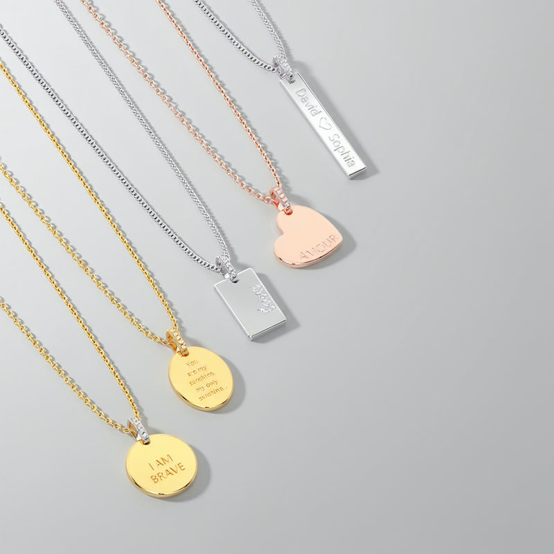 18K Gold Plated Silver Round Engravable Necklace