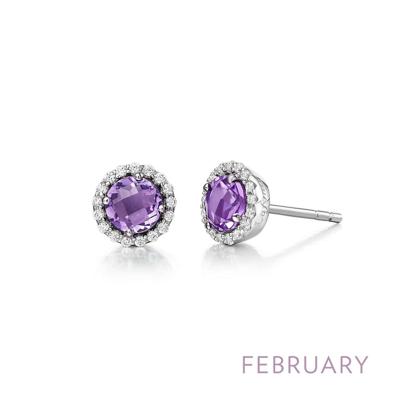 Lafonn Birthstone Halo Stud Earrings – Sterling Silver & Lassaire® Simulated Diamonds