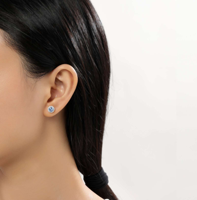Lafonn Birthstone Halo Stud Earrings – Sterling Silver & Lassaire® Simulated Diamonds