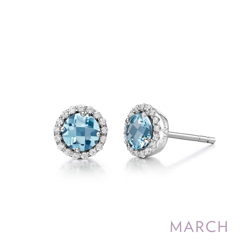 Lafonn Birthstone Halo Stud Earrings – Sterling Silver & Lassaire® Simulated Diamonds