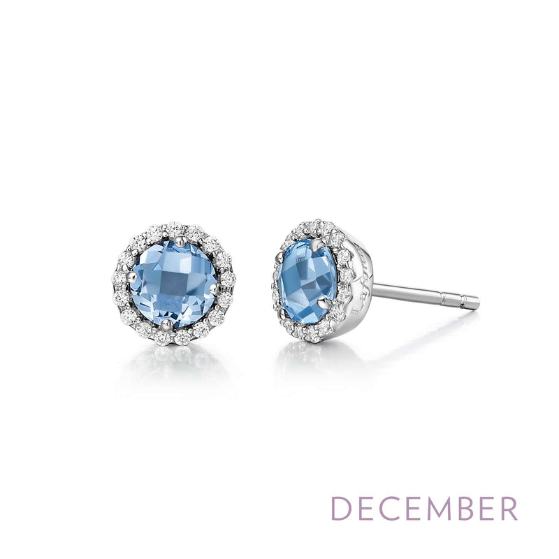 Lafonn Birthstone Halo Stud Earrings – Sterling Silver & Lassaire® Simulated Diamonds