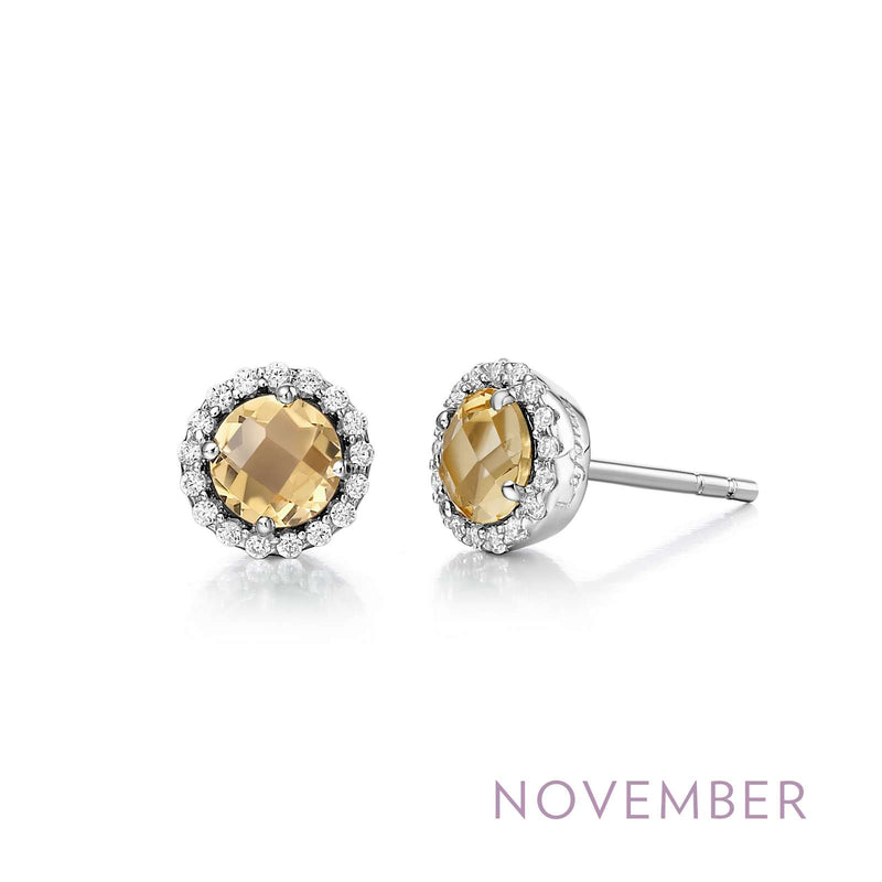 Lafonn Birthstone Halo Stud Earrings – Sterling Silver & Lassaire® Simulated Diamonds