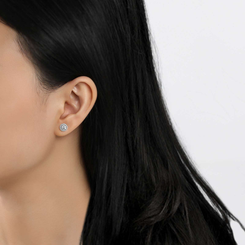Lafonn Birthstone Halo Stud Earrings – Sterling Silver & Lassaire® Simulated Diamonds