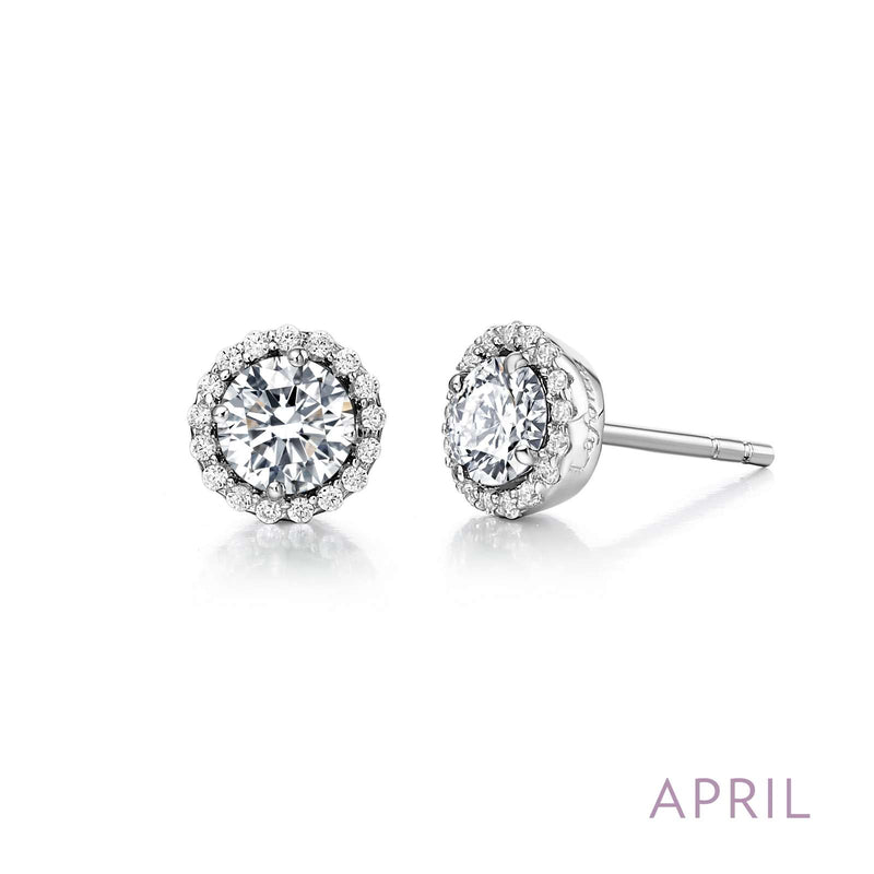Lafonn Birthstone Halo Stud Earrings – Sterling Silver & Lassaire® Simulated Diamonds