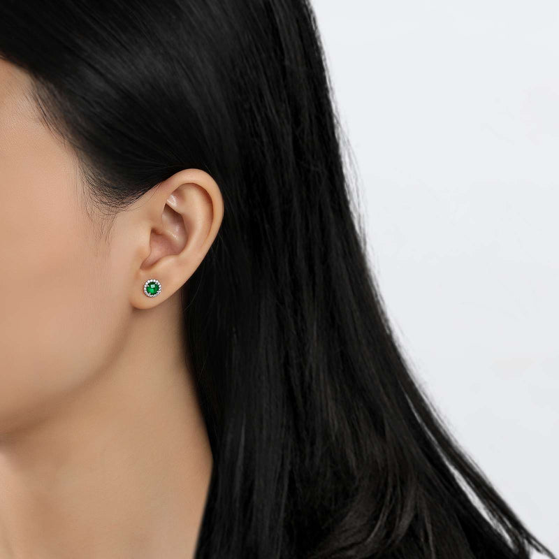 Lafonn Birthstone Halo Stud Earrings – Sterling Silver & Lassaire® Simulated Diamonds