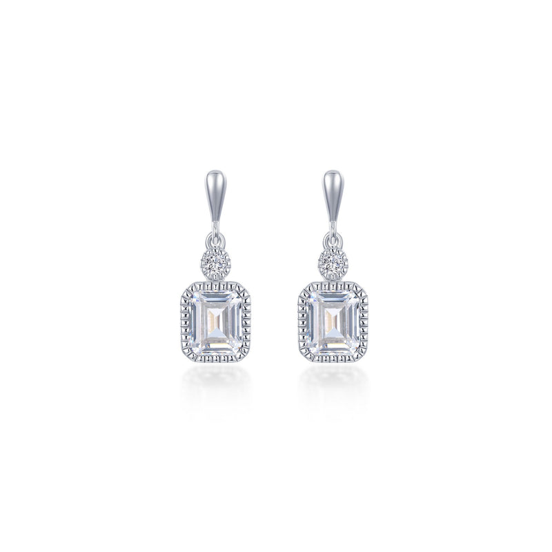 Lafonn Birthstone Emerald-Cut Drop Earrings – Sterling Silver & Lassaire® Simulated Diamonds
