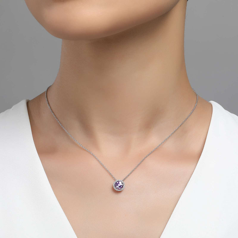Lafonn Birthstone Halo 18 inch Necklace – Sterling Silver & Lassaire® Simulated Diamonds