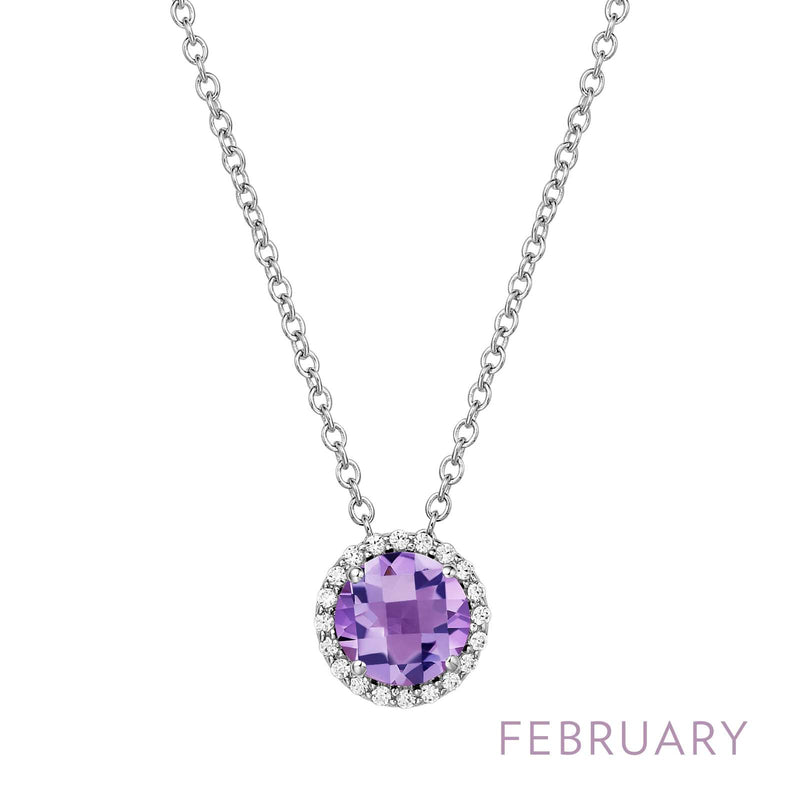 Lafonn Birthstone Halo 18 inch Necklace – Sterling Silver & Lassaire® Simulated Diamonds