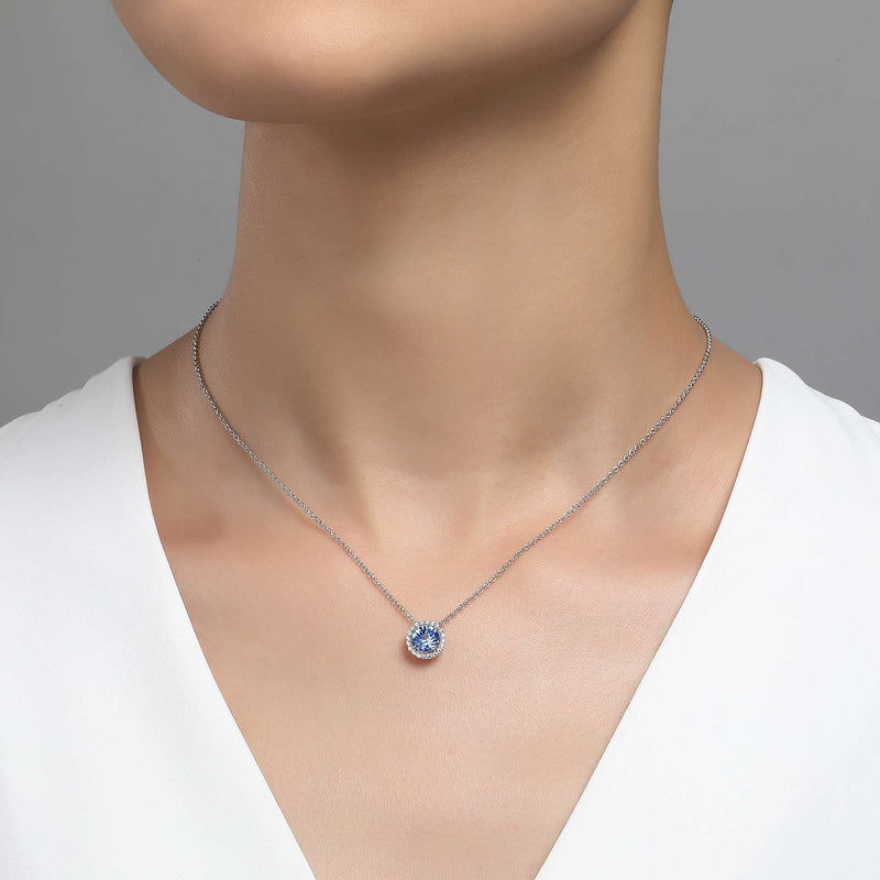 Lafonn Birthstone Halo 18 inch Necklace – Sterling Silver & Lassaire® Simulated Diamonds