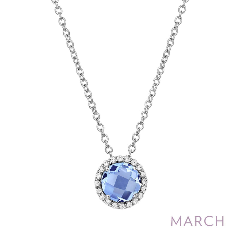 Lafonn Birthstone Halo 18 inch Necklace – Sterling Silver & Lassaire® Simulated Diamonds
