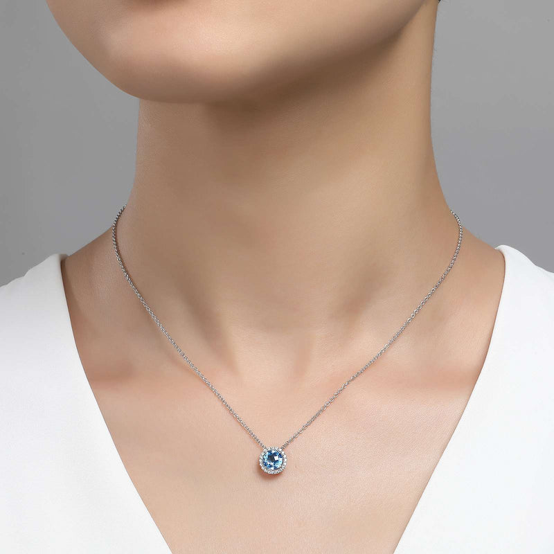 Lafonn Birthstone Halo 18 inch Necklace – Sterling Silver & Lassaire® Simulated Diamonds