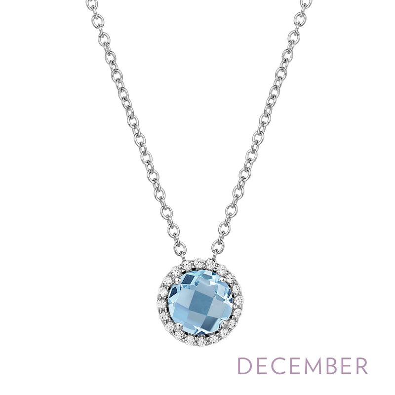 Lafonn Birthstone Halo 18 inch Necklace – Sterling Silver & Lassaire® Simulated Diamonds