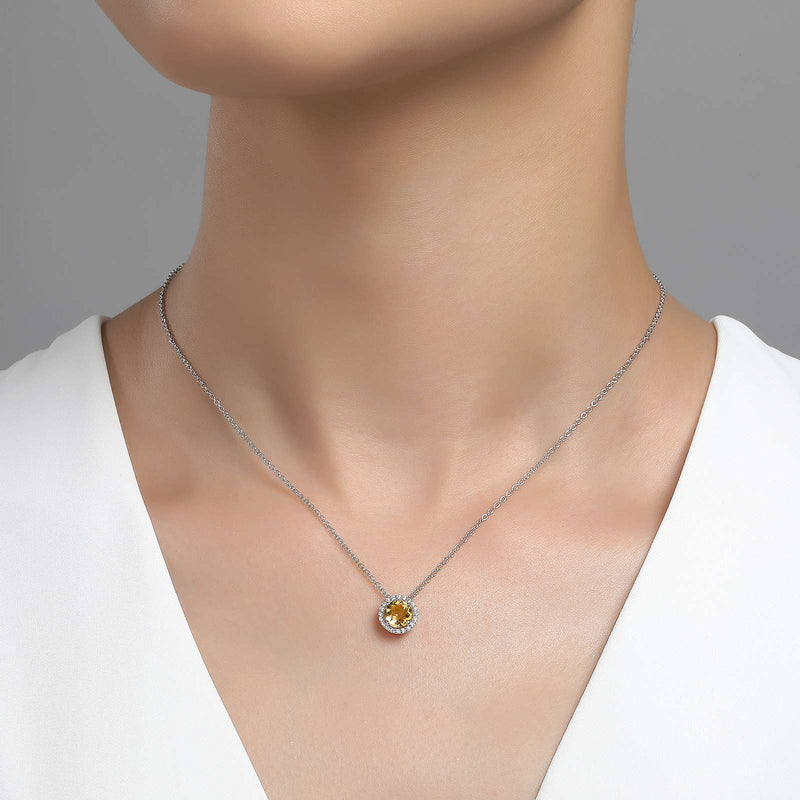 Lafonn Birthstone Halo 18 inch Necklace – Sterling Silver & Lassaire® Simulated Diamonds