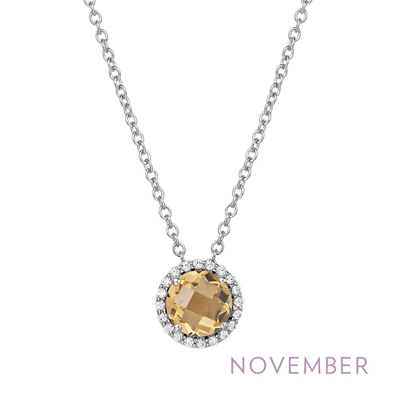 Lafonn Birthstone Halo 18 inch Necklace – Sterling Silver & Lassaire® Simulated Diamonds