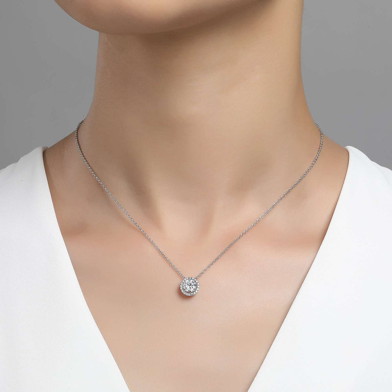 Lafonn Birthstone Halo 18 inch Necklace – Sterling Silver & Lassaire® Simulated Diamonds