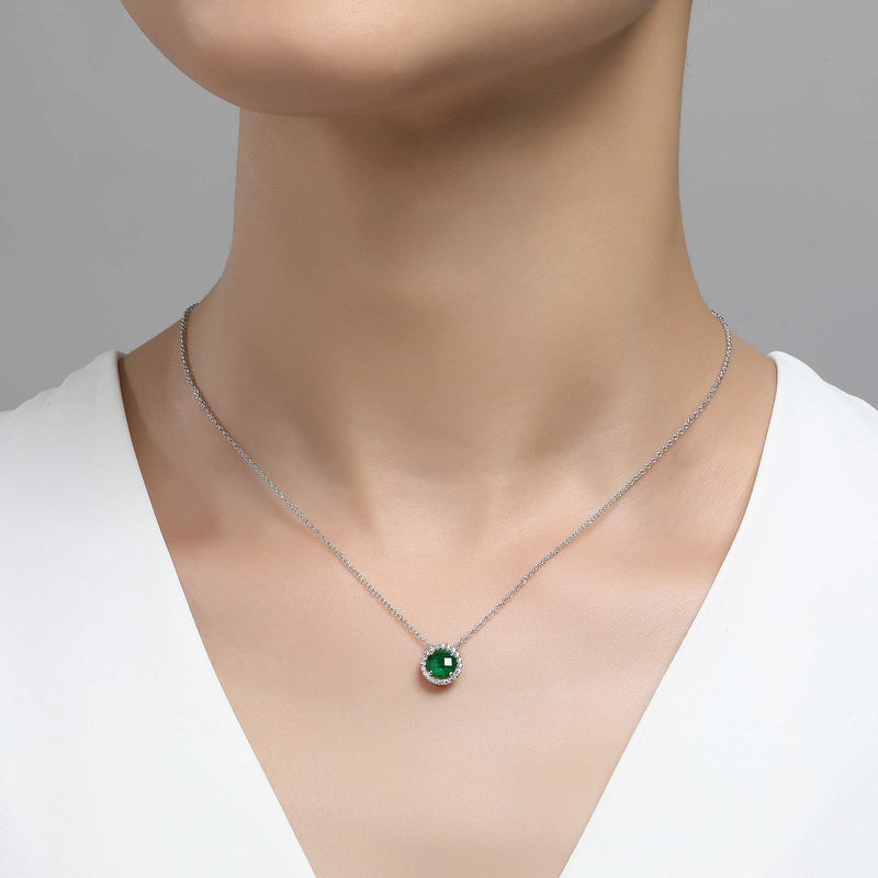 Lafonn Birthstone Halo 18 inch Necklace – Sterling Silver & Lassaire® Simulated Diamonds