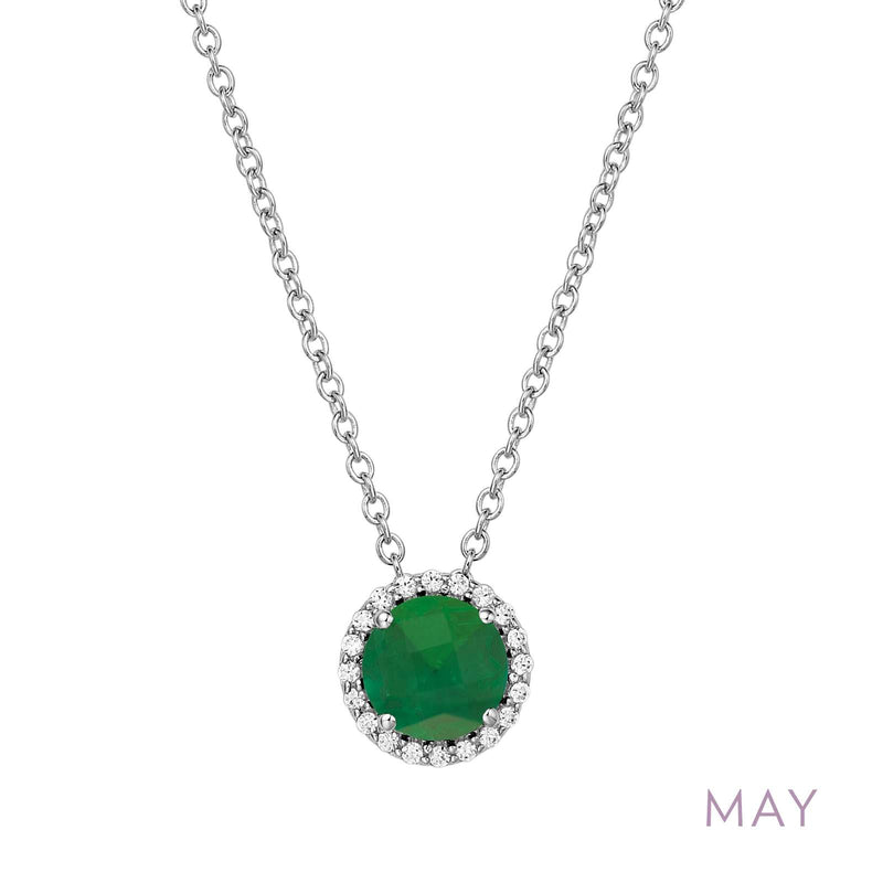 Lafonn Birthstone Halo 18 inch Necklace – Sterling Silver & Lassaire® Simulated Diamonds