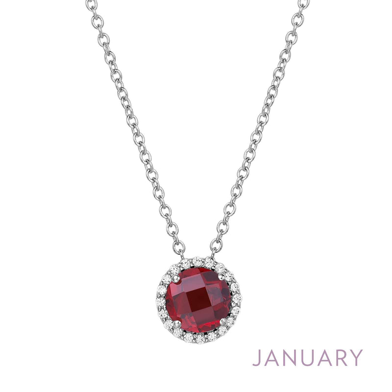 Lafonn Birthstone Halo 18 inch Necklace – Sterling Silver & Lassaire® Simulated Diamonds