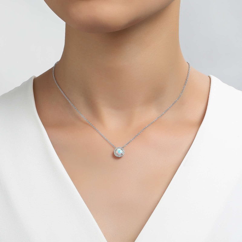 Lafonn Birthstone Halo 18 inch Necklace – Sterling Silver & Lassaire® Simulated Diamonds