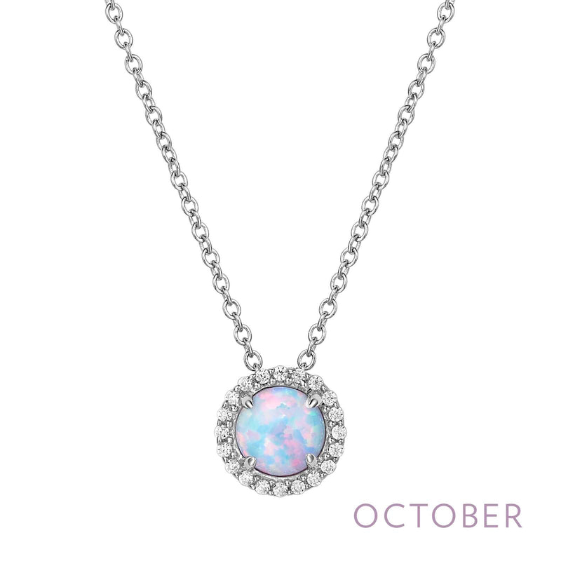 Lafonn Birthstone Halo 18 inch Necklace – Sterling Silver & Lassaire® Simulated Diamonds