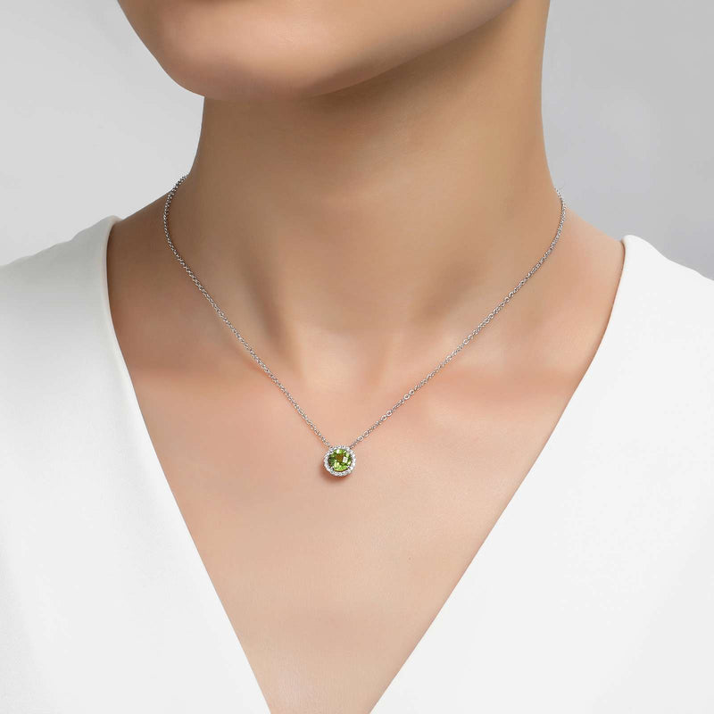 Lafonn Birthstone Halo Necklace – Sterling Silver & Lassaire® Simulated Diamonds