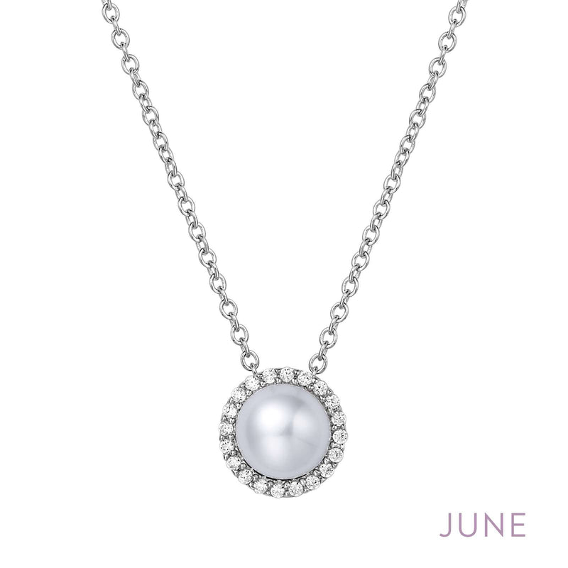 Lafonn Birthstone Halo 18 inch Necklace – Sterling Silver & Lassaire® Simulated Diamonds