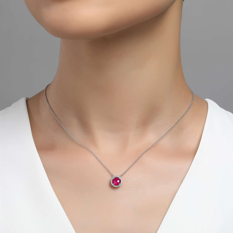 Lafonn Birthstone Halo 18 inch Necklace – Sterling Silver & Lassaire® Simulated Diamonds