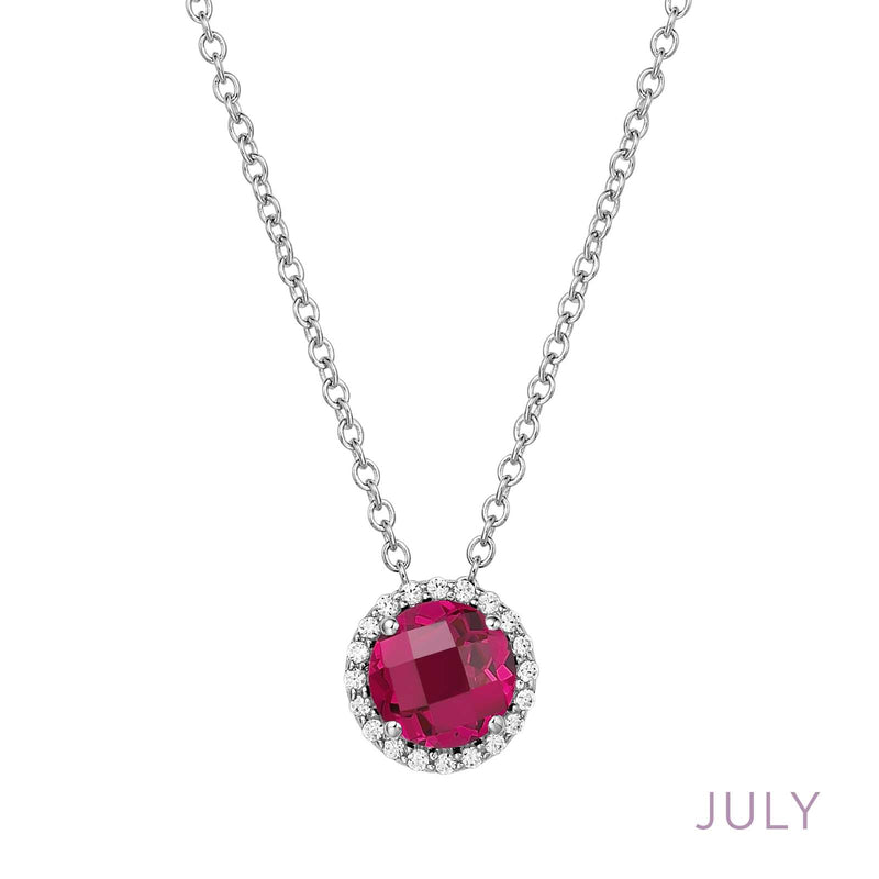 Lafonn Birthstone Halo 18 inch Necklace – Sterling Silver & Lassaire® Simulated Diamonds