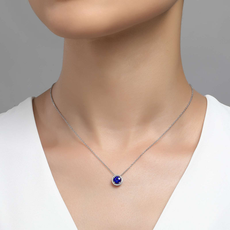 Lafonn Birthstone Halo Necklace – Sterling Silver & Lassaire® Simulated Diamonds