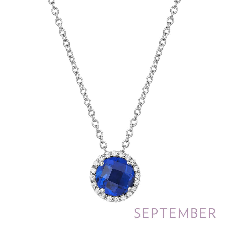 Lafonn Birthstone Halo Necklace – Sterling Silver & Lassaire® Simulated Diamonds