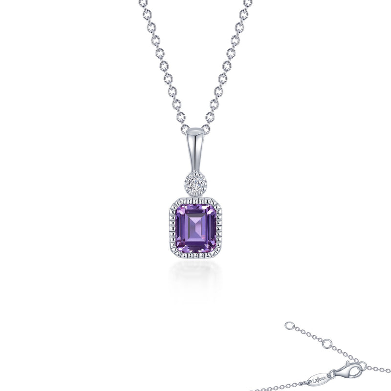 Lafonn Birthstone Emerald-Cut Pendant 18 inch Necklace – Sterling Silver & Simulated Diamonds