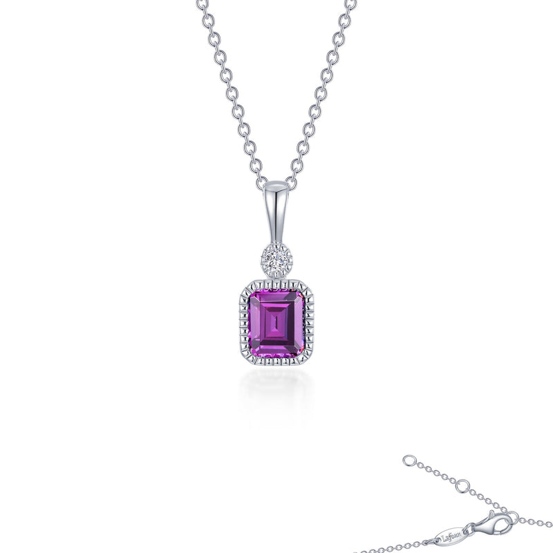 Lafonn Birthstone Emerald-Cut Pendant 18 inch Necklace – Sterling Silver & Simulated Diamonds