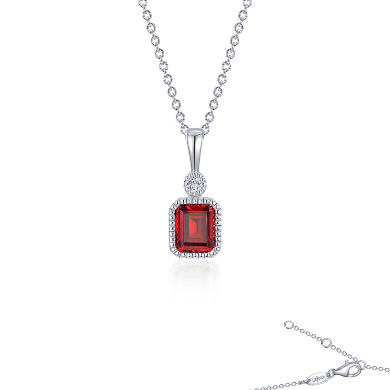 Lafonn Birthstone Emerald-Cut Pendant 18 inch Necklace – Sterling Silver & Simulated Diamonds
