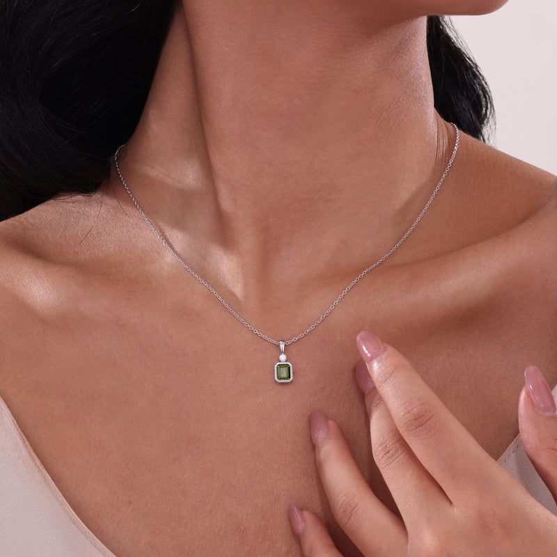 Lafonn Birthstone Emerald-Cut Pendant Necklace – Sterling Silver & Simulated Diamonds
