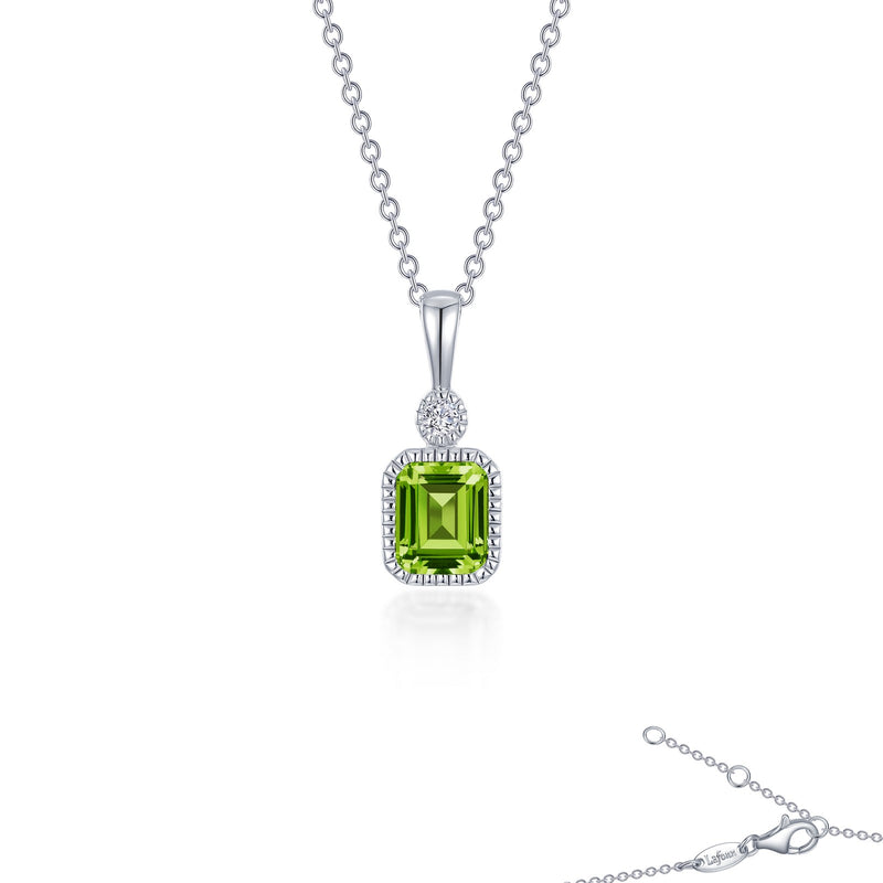 Lafonn Birthstone Emerald-Cut Pendant Necklace – Sterling Silver & Simulated Diamonds