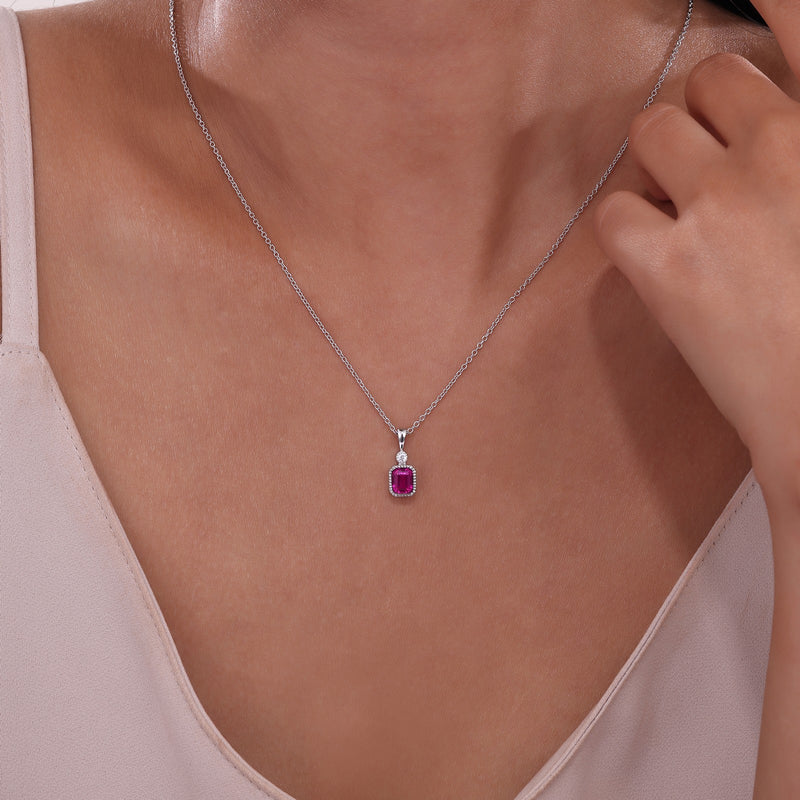 Lafonn Birthstone Emerald-Cut Pendant 18 inch Necklace – Sterling Silver & Simulated Diamonds
