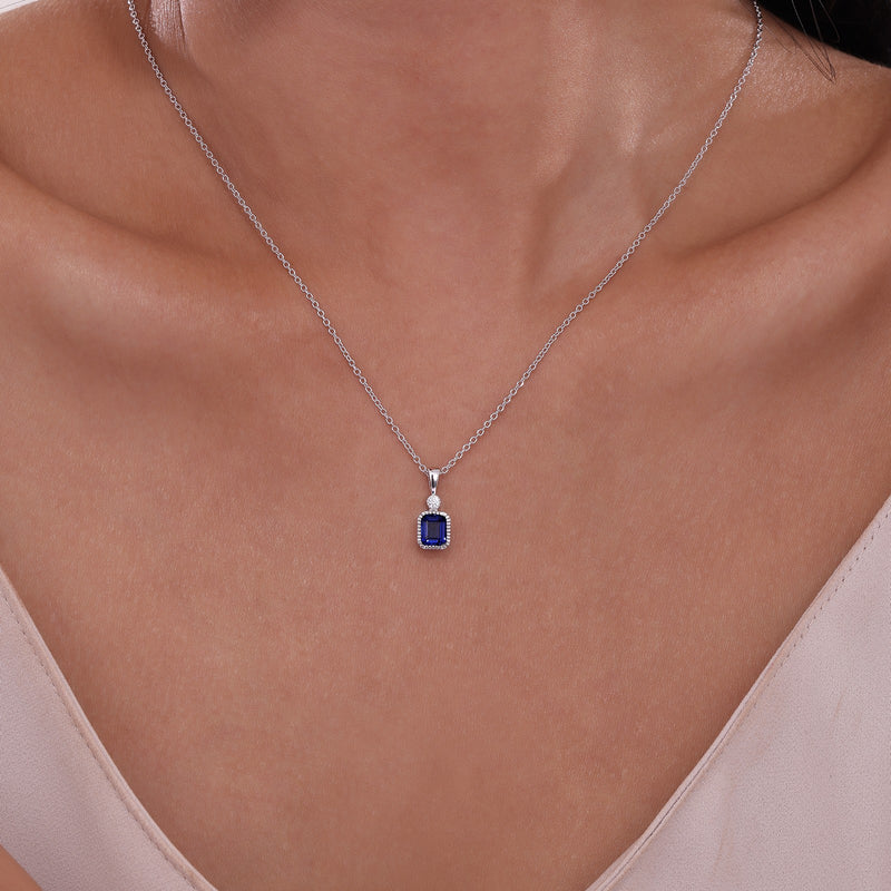 Lafonn Birthstone Emerald-Cut Pendant Necklace – Sterling Silver & Simulated Diamonds