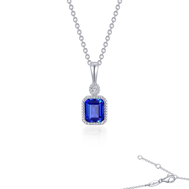 Lafonn Birthstone Emerald-Cut Pendant Necklace – Sterling Silver & Simulated Diamonds