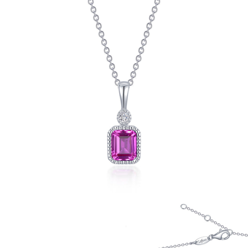Lafonn Birthstone Emerald-Cut Pendant 18 inch Necklace – Sterling Silver & Simulated Diamonds