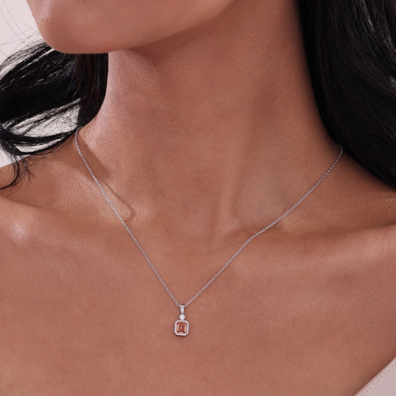 Lafonn Birthstone Emerald-Cut Pendant 18 inch Necklace – Sterling Silver & Simulated Diamonds