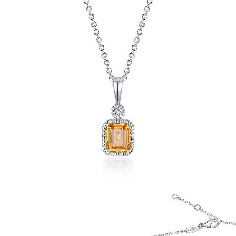 Lafonn Birthstone Emerald-Cut Pendant 18 inch Necklace – Sterling Silver & Simulated Diamonds