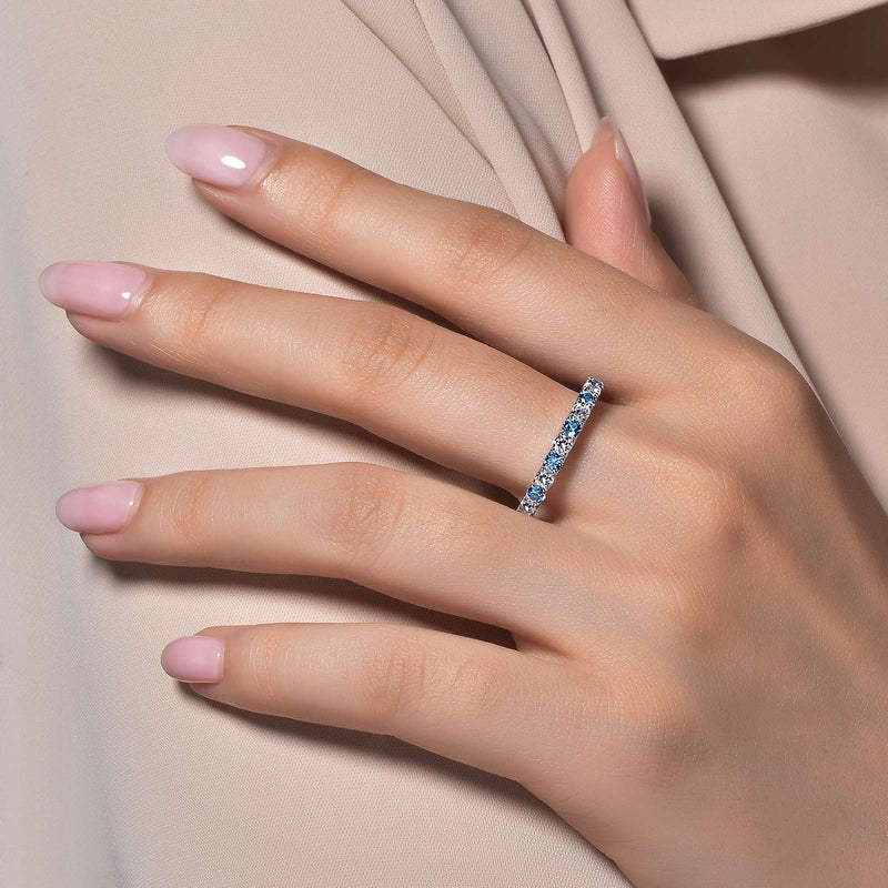 Lafonn Birthstone Half Eternity Ring – Sterling Silver & Lassaire® Simulated Diamonds