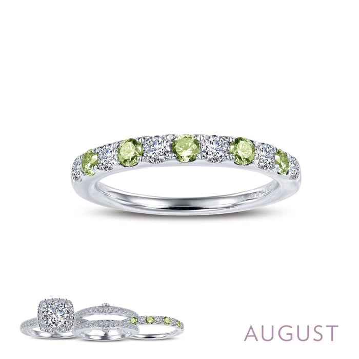 Lafonn August Birthstone Peridot Half Eternity Ring – Genuine Peridot & Simulated Diamond Stackable Band