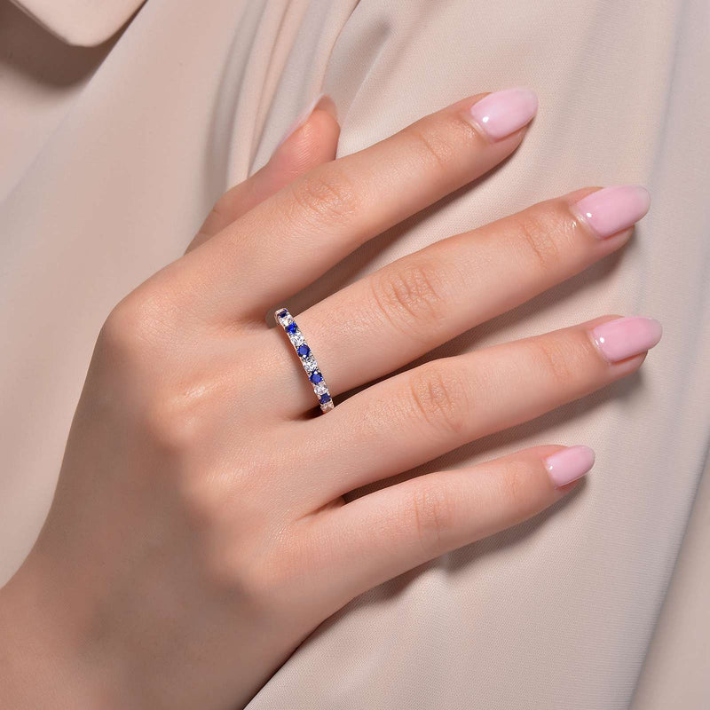 Lafonn Birthstone Half Eternity Ring – Sterling Silver & Lassaire® Simulated Diamonds