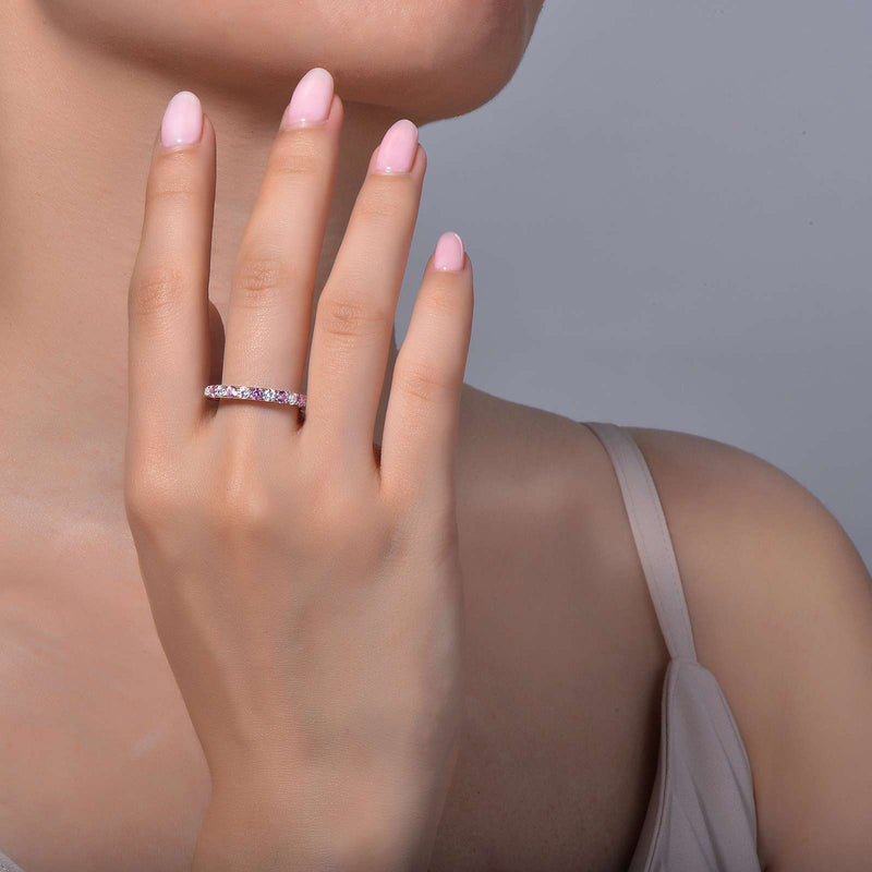 Lafonn Birthstone Half Eternity Ring – Sterling Silver & Lassaire® Simulated Diamonds