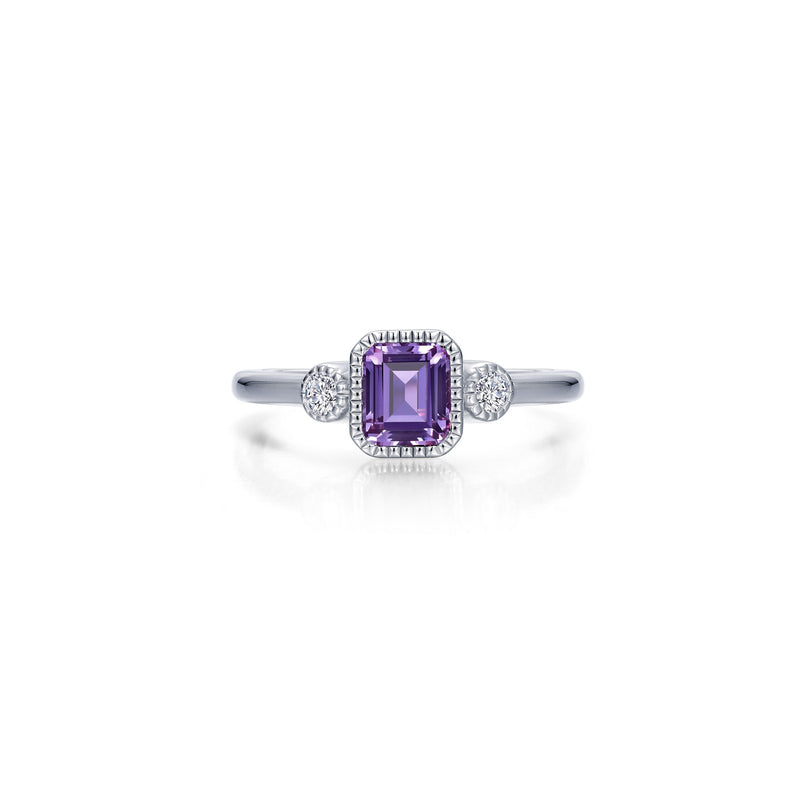 Lafonn Birthstone Emerald-Cut Three-Stone Ring – Sterling Silver & Lassaire® Simulated Diamonds