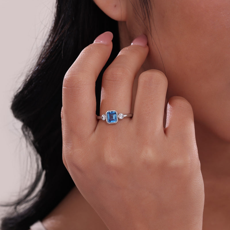 Lafonn Birthstone Emerald-Cut Three-Stone Ring – Sterling Silver & Lassaire® Simulated Diamonds