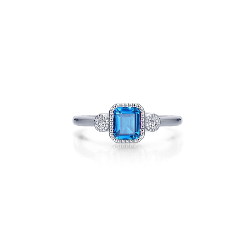 Lafonn Birthstone Emerald-Cut Three-Stone Ring – Sterling Silver & Lassaire® Simulated Diamonds