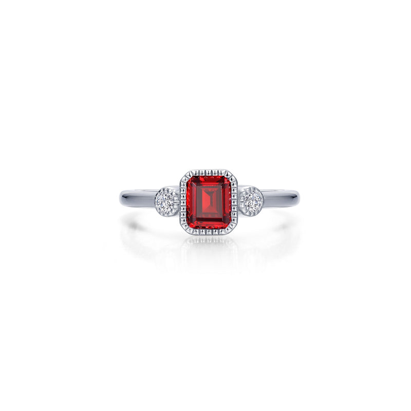 Lafonn Birthstone Emerald-Cut Three-Stone Ring – Sterling Silver & Lassaire® Simulated Diamonds