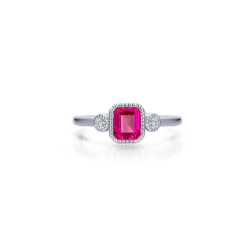 Lafonn Birthstone Emerald-Cut Three-Stone Ring – Sterling Silver & Lassaire® Simulated Diamonds